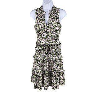 Tommy Hilfiger Womens 8 Ruffle Tiered Daisy Floral Sleeveless Dress Cottagecore